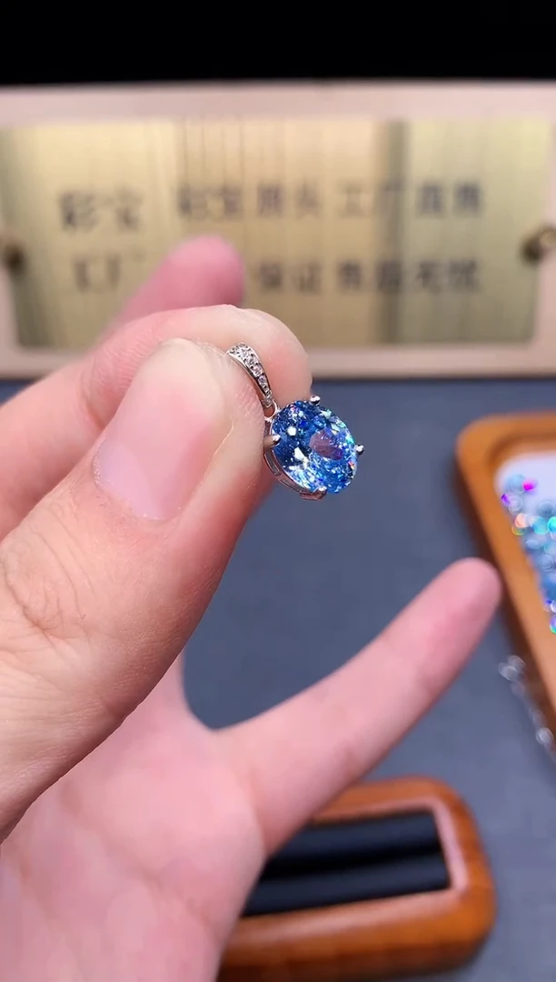 海蓝宝石颈饰银S925镶嵌5432