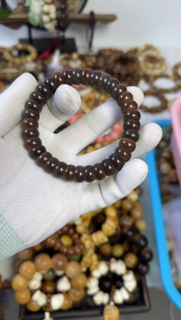 白玉菩提手串12.5巧克力碗肠