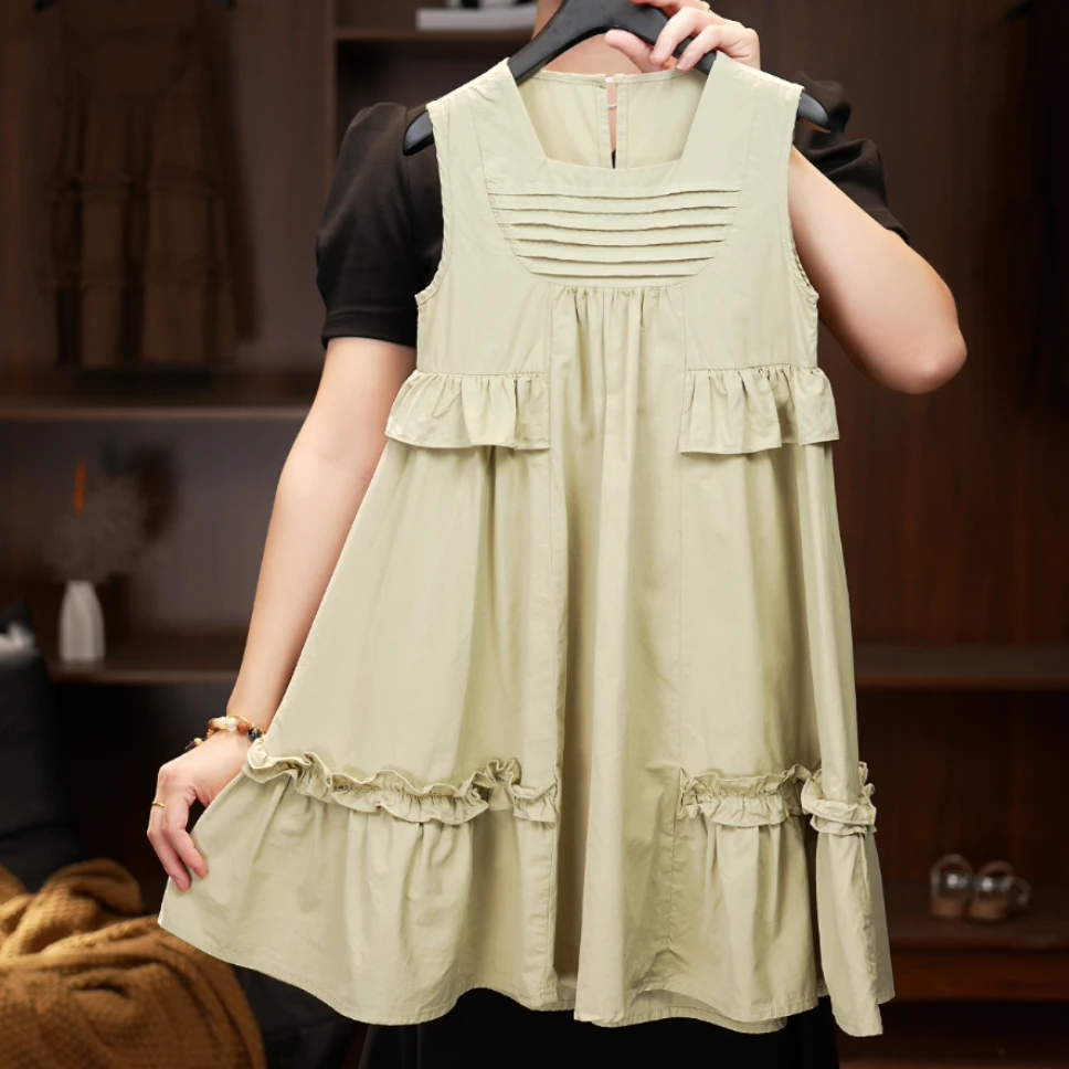 2025X夏季女童休闲显瘦纯棉宽松百搭时尚无袖小众新款连衣裙