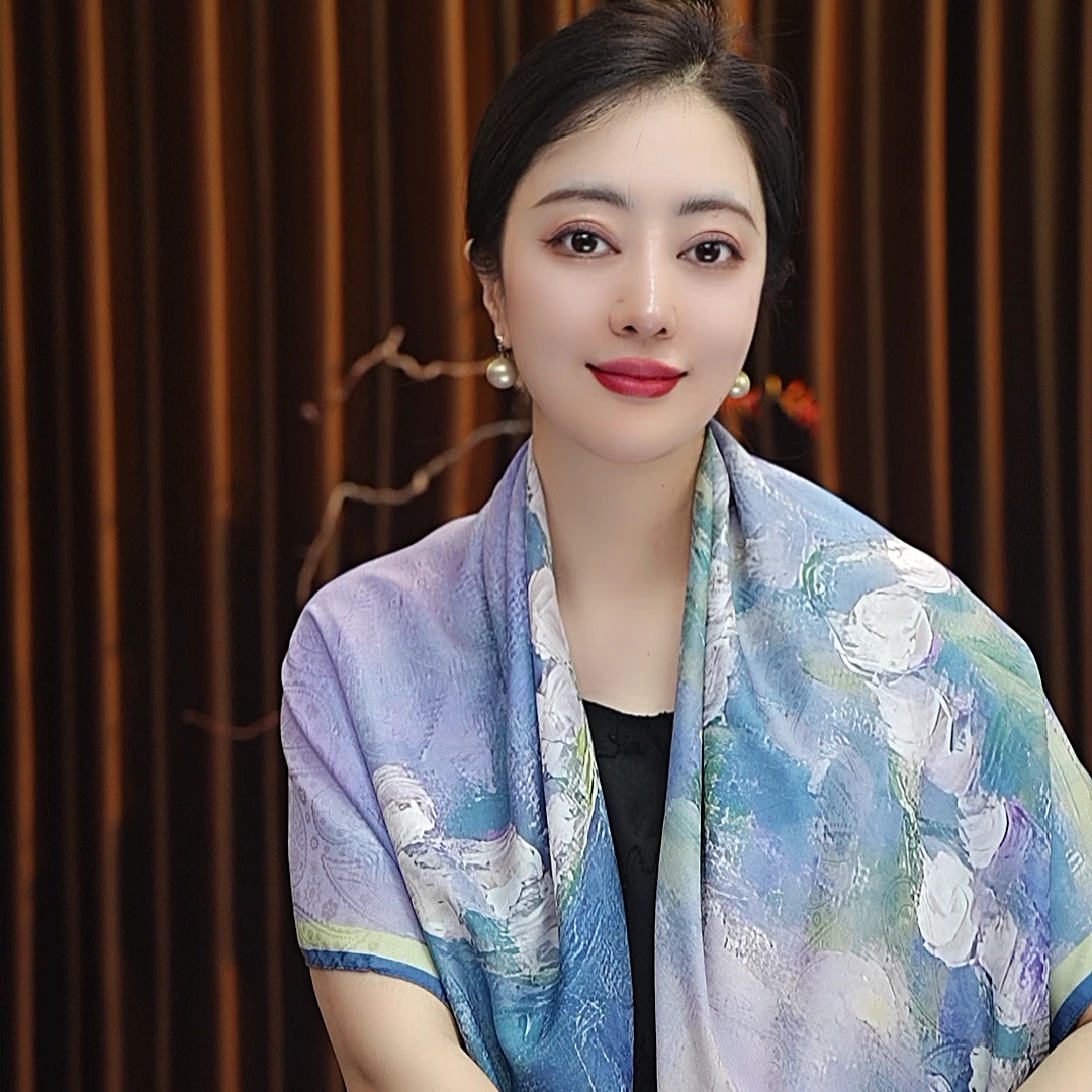 【铃兰花】110*110浣溪沙大方巾围巾女士披肩百搭双面戴中国风