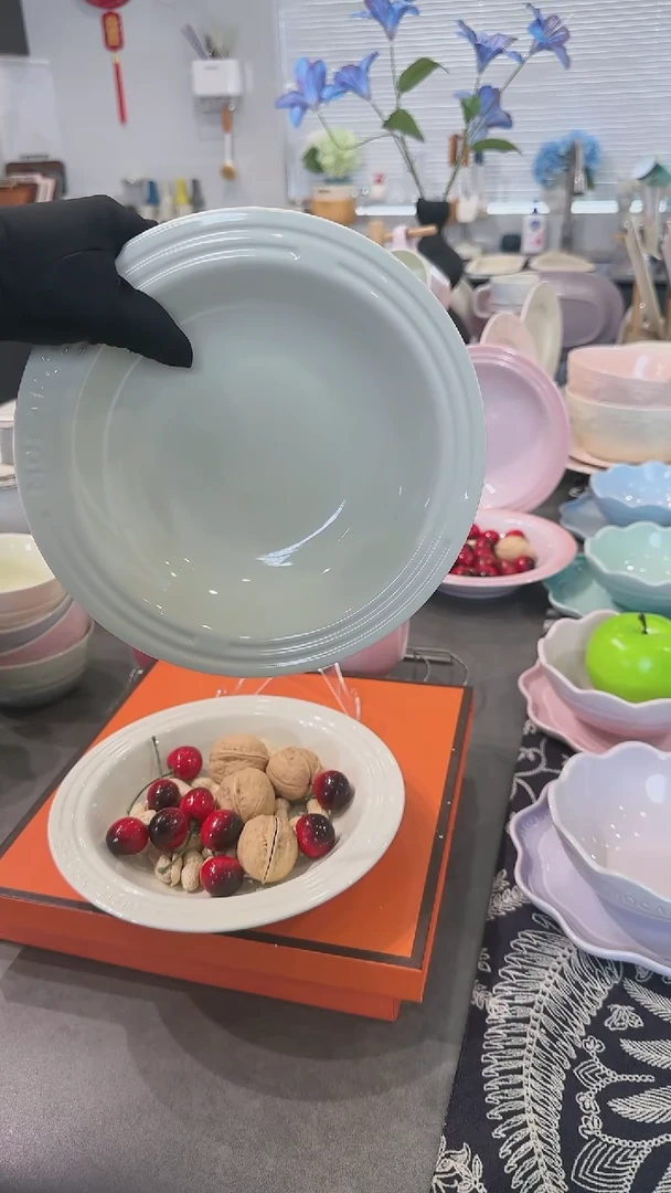 【闪购商品】瓷【2个装】奶油白草帽盘-20cm