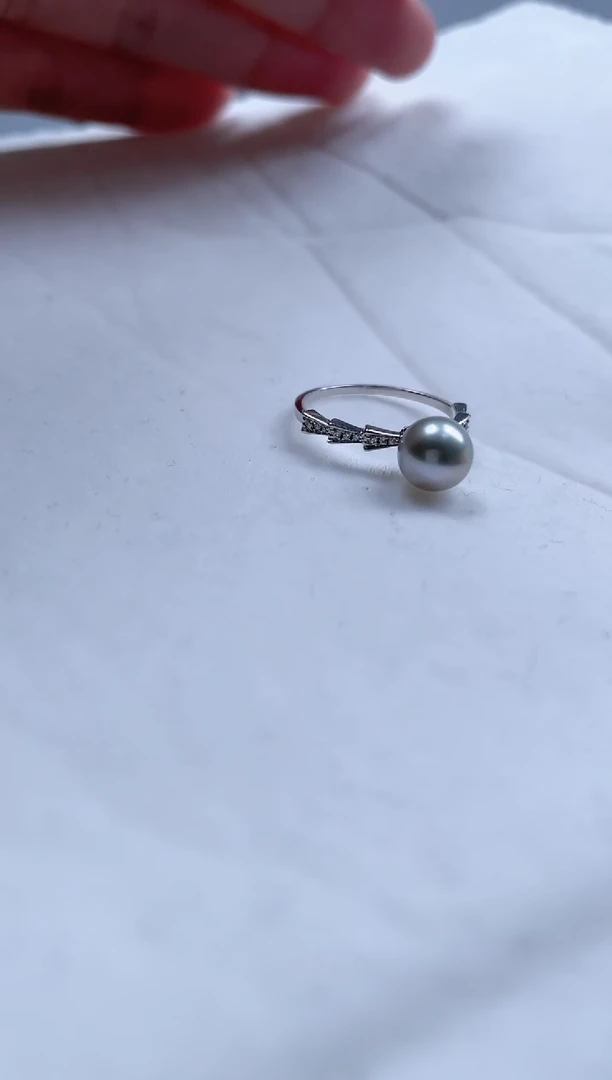 【闪购商品】海水珍珠戒指18K金镶嵌18K金排钻款真多麻珍珠戒指