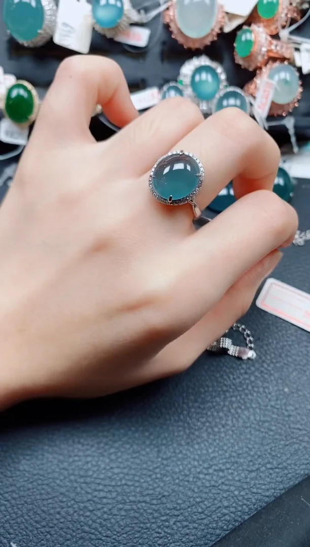 银S925镶嵌戒指翡翠翡翠