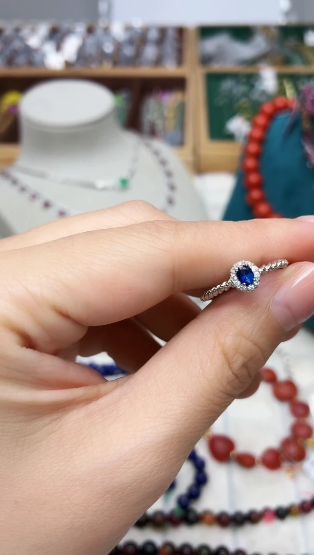 戒指蓝宝石银S925镶嵌520BJ1212产品一个（多样性）