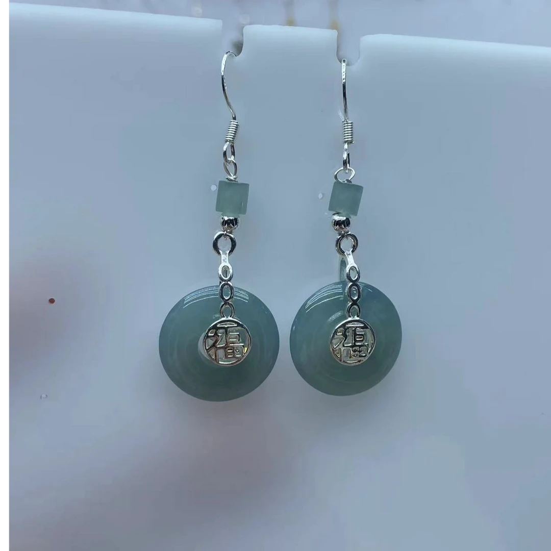 原创蓝水时尚大气平安扣耳坠0142