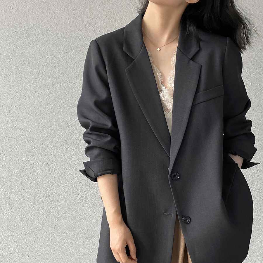 2025高级感灰色老爹气质西装外套女秋季休闲宽松韩版西服