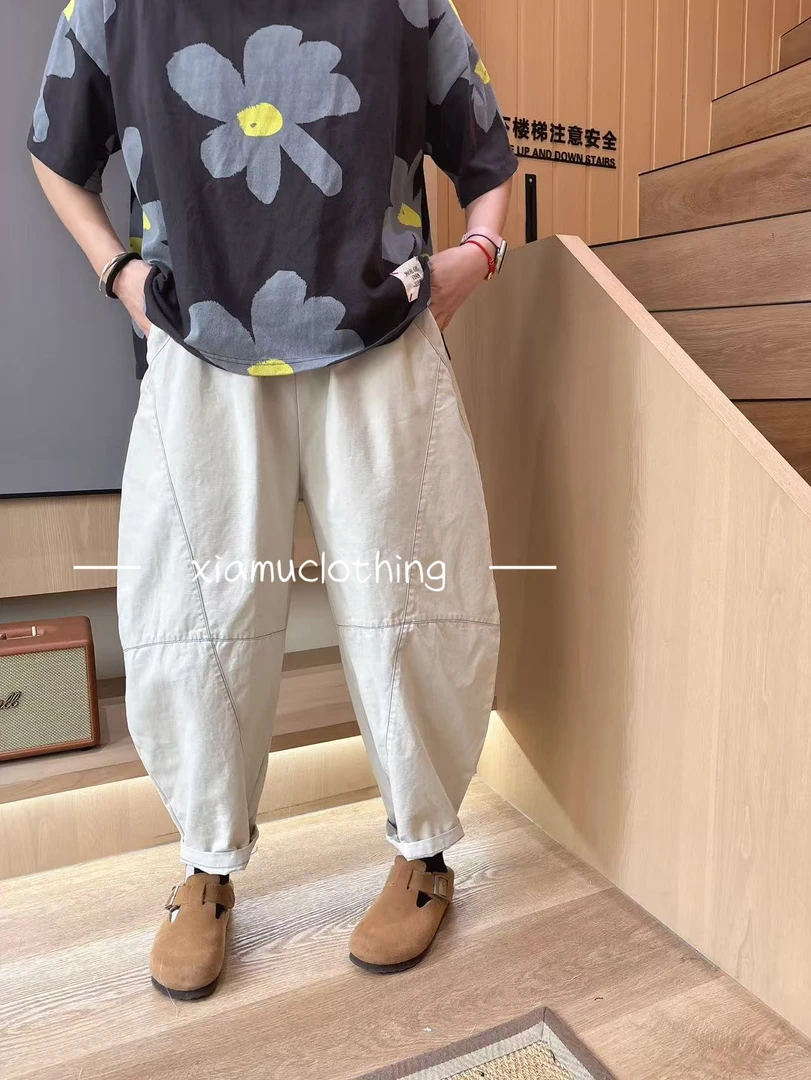 夏沐家洋气明线宽松休闲剪刀裤9130