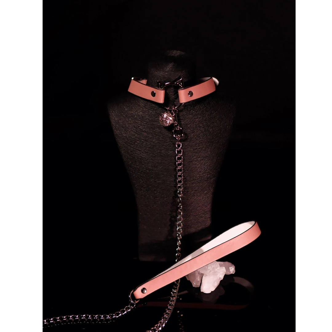 「命令」小猫咪项圈铃铛皮革pu牵引绳小众设计项链狗奴性感可爱铃铛