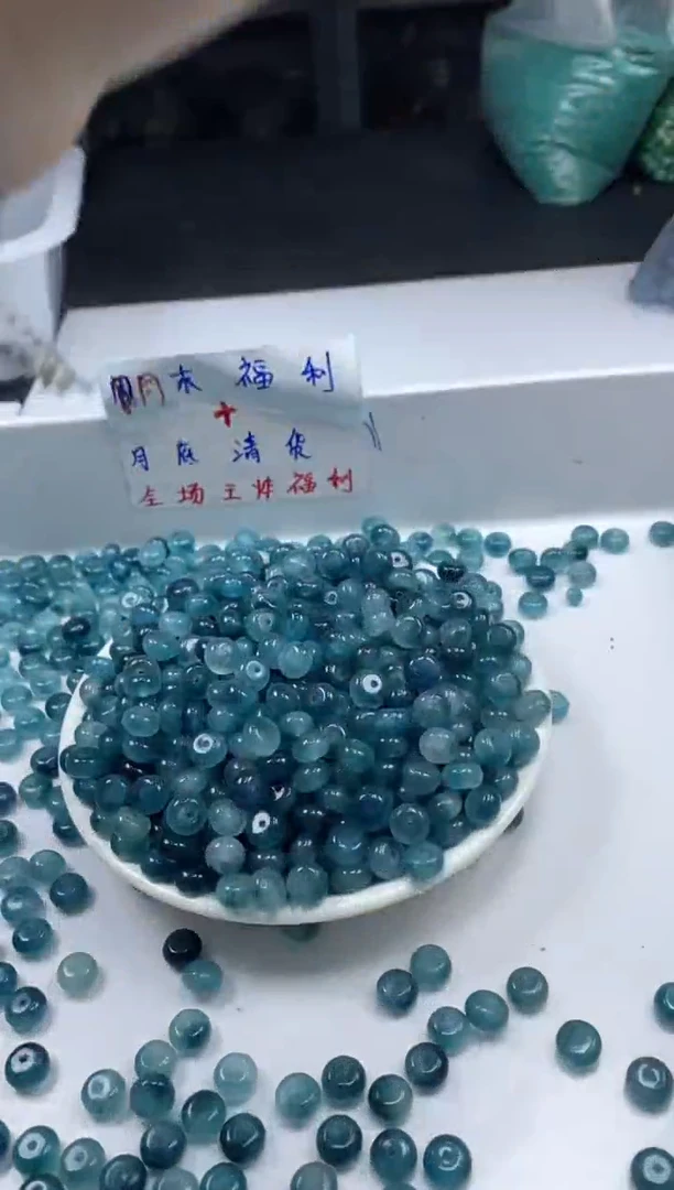 玛瑙/玉髓颈饰未镶嵌W2054老蓝水飘花算盘8*5MM*20颗