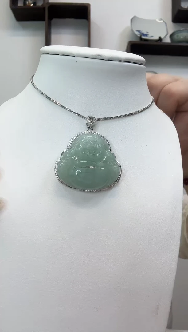 吊坠(赠链)银S925镶嵌翡翠佛公