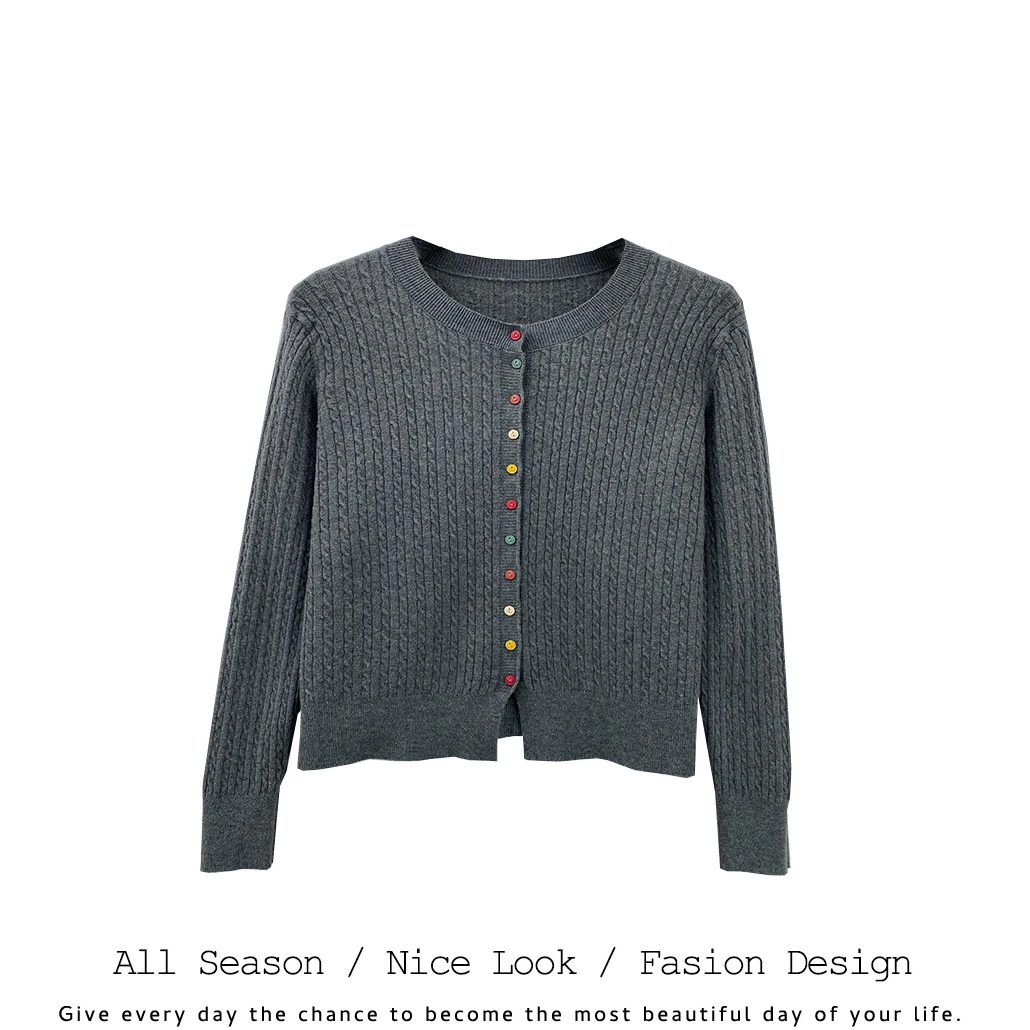 640/457     时尚灰色百搭圆领早春季开衫长袖      款号#2567