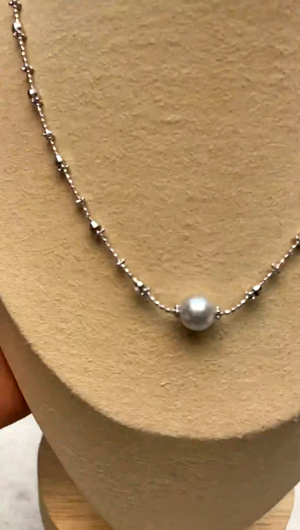 颈饰银S925镶嵌海水珍珠8-9