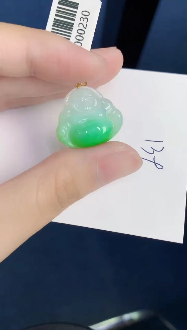 颈饰18K金镶嵌翡翠天然翡翠缅甸A货