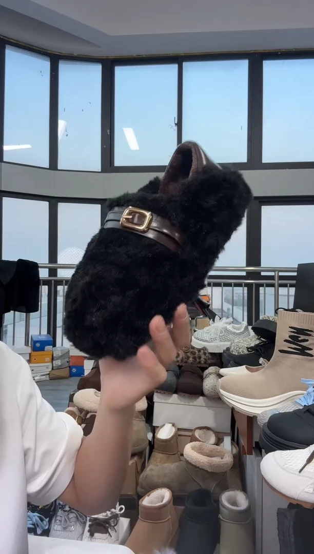 ᰔ****子黑色全包毛毛拖鞋37（孤品不退换）