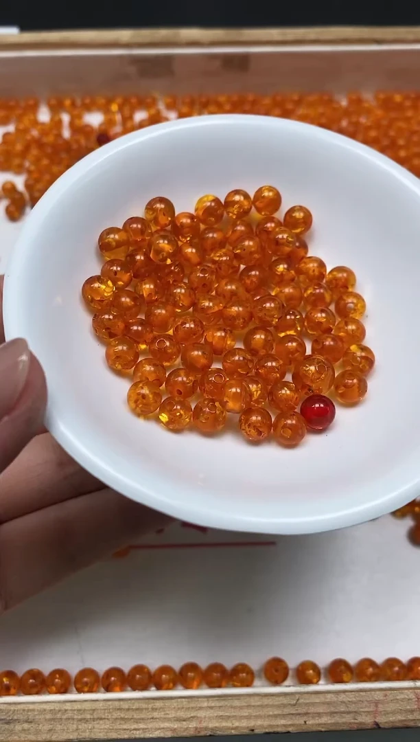 未镶嵌琥珀裸石L293 花 珀6mm50个15元