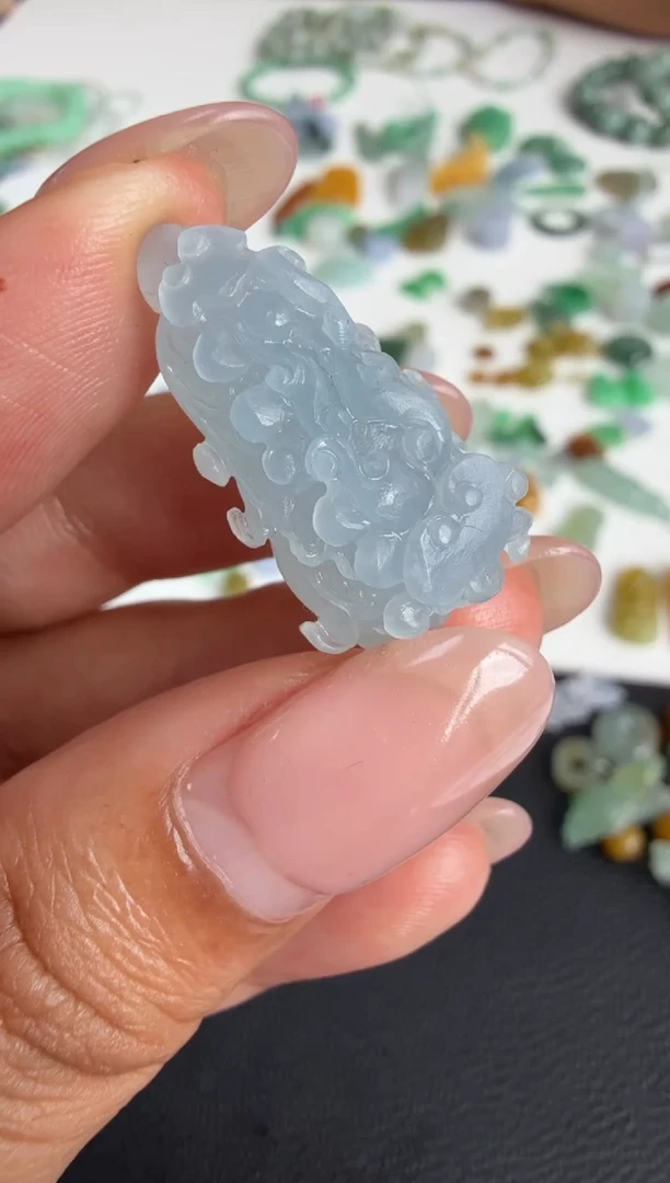 未镶嵌定制翡翠25*13.3*10.7紫白菜1200+120