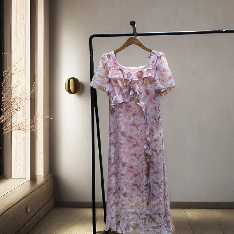 2025夏季新款显瘦时尚收腰洋气碎花小仙女连衣裙ZB25X552