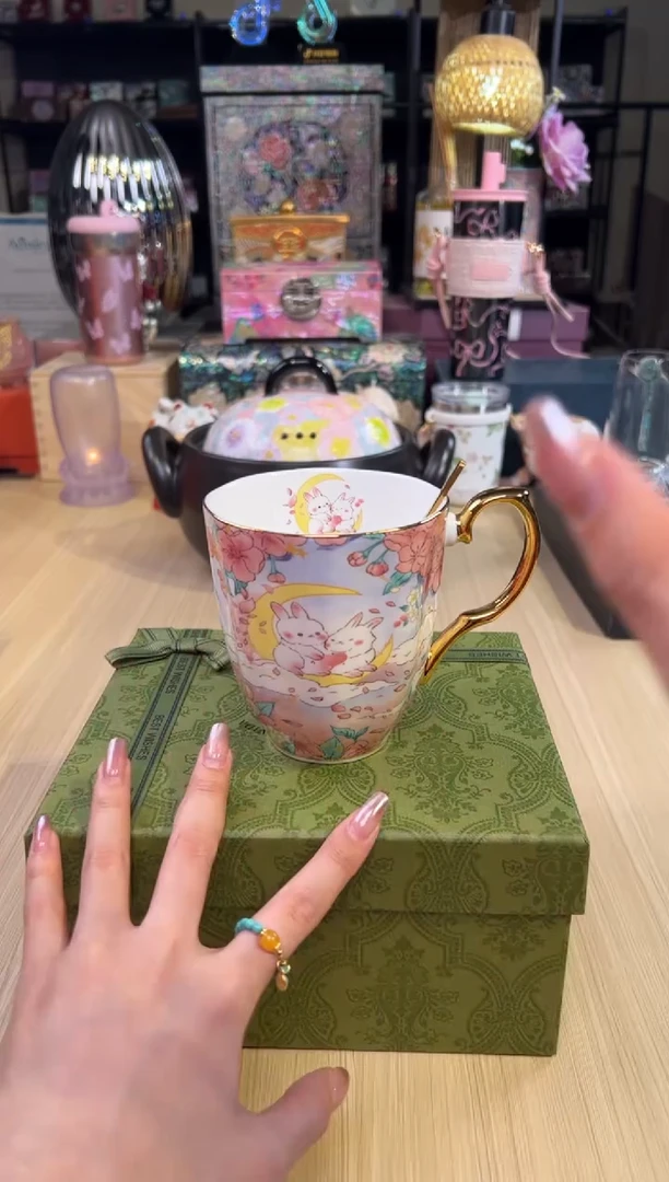 26兔子月亮马克杯带勺