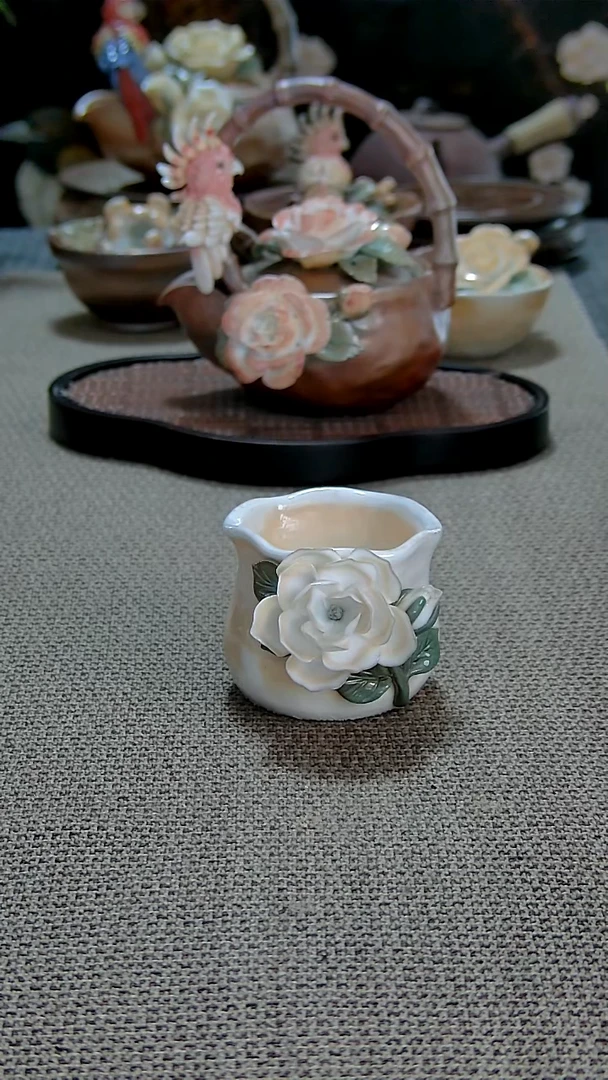 若**霜黄老师茉莉花柴烧杯子