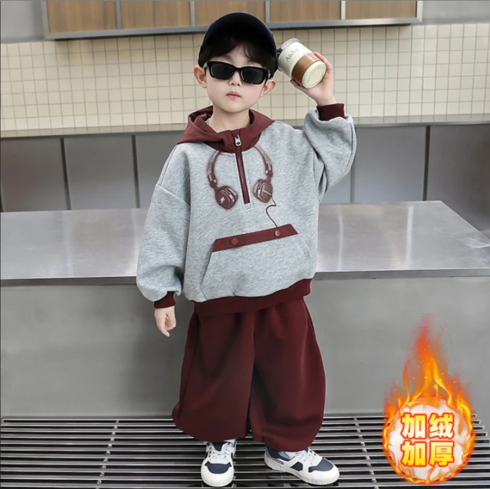 男童连帽卫衣套装春秋款儿童韩版洋气两件套男孩秋季运动帅气潮装