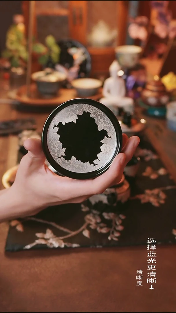 黑地银花似锦盖置