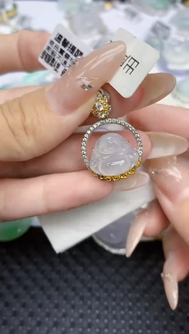 颈饰银S925镶嵌翡翠107   天然翡翠A货  百元以上9米证书费自理