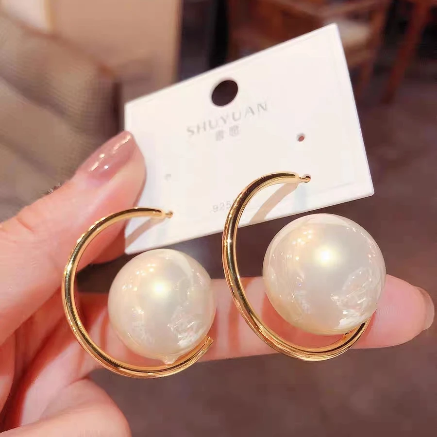 铜合金仿珍珠耳饰 小众欧美冷淡风耳钉