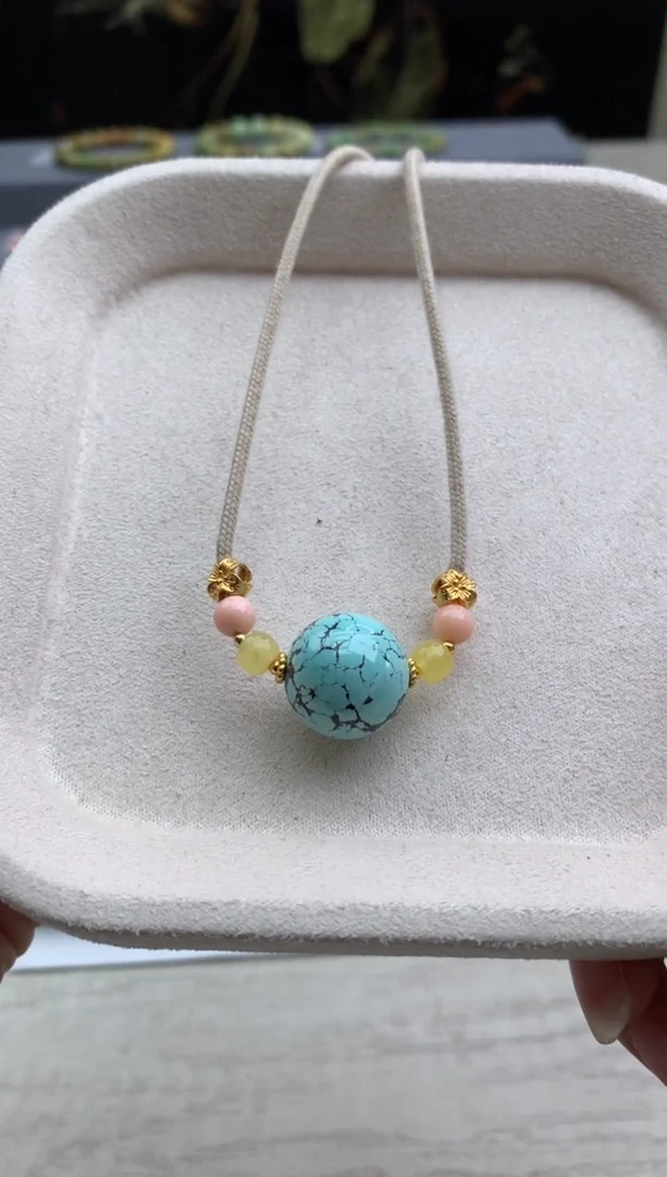 未镶嵌绿松石锁骨链茜.V129