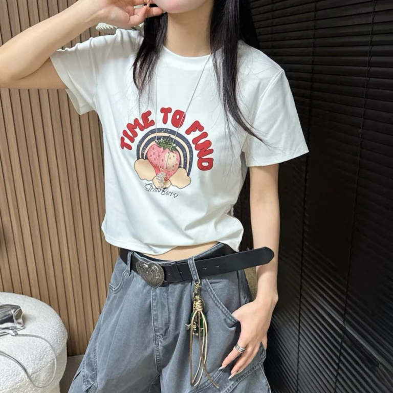 【YANZIJIA】新款圆领草莓印花短袖T恤（以直播间实物为准）