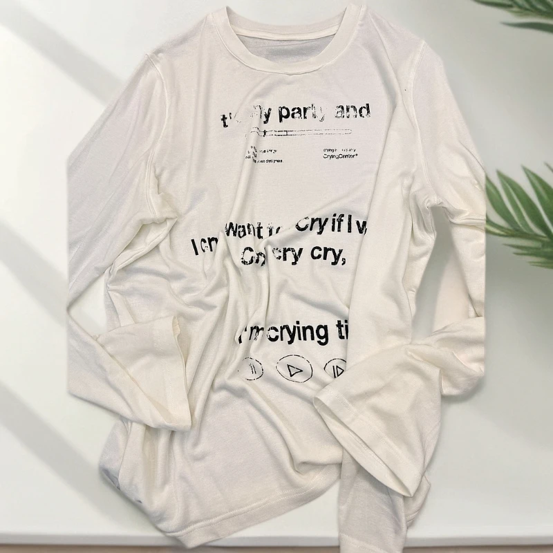 6021春夏白色字母长袖打底衫/BY