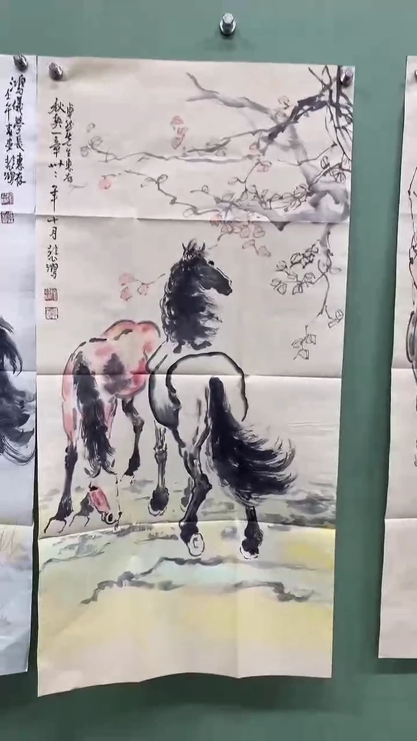 竖款精品三尺，双马