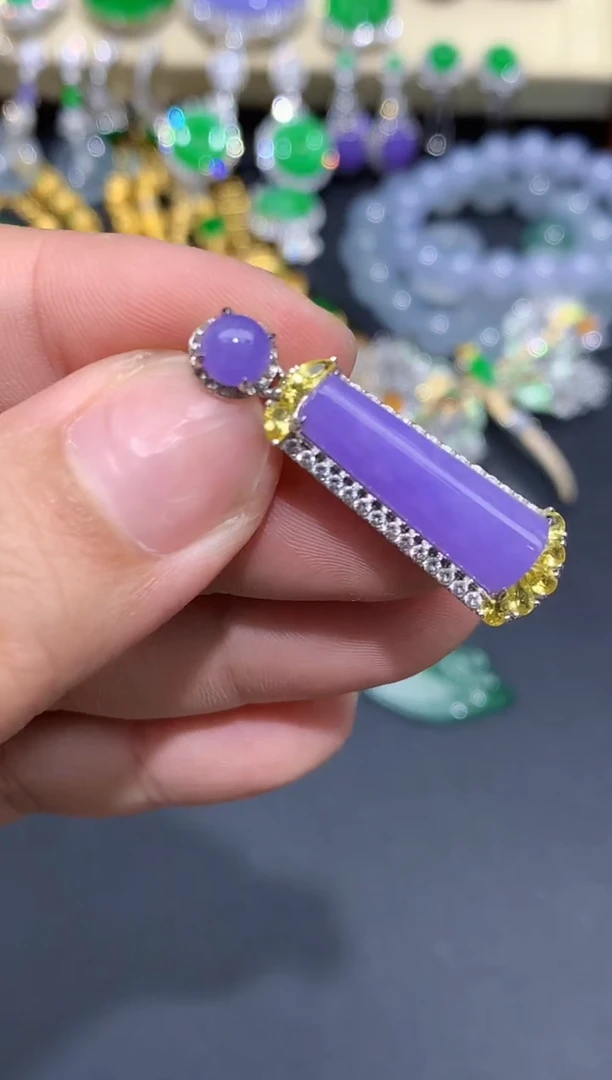 翡翠18K金镶嵌吊坠(不含链)735-春日珠宝