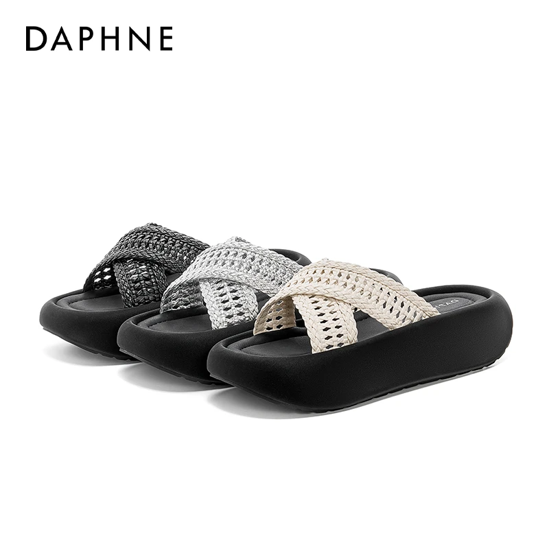 达芙妮新款增高凉拖鞋女2025夏季百搭配裙子露趾绝美外穿沙滩拖鞋