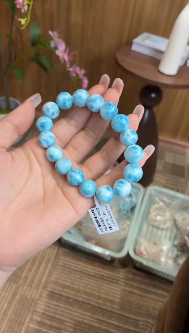 未镶嵌针钠钙石（海纹石）手串藏藏级海纹石17m+