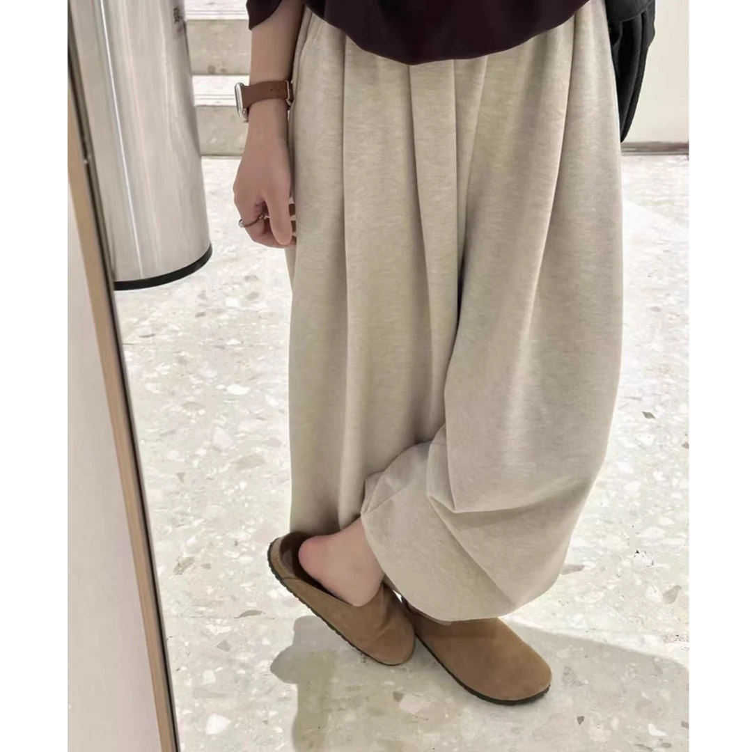 韩版休闲风软糯百搭阔腿裤女2025秋季新款高腰遮跨阔腿裤长裤ins