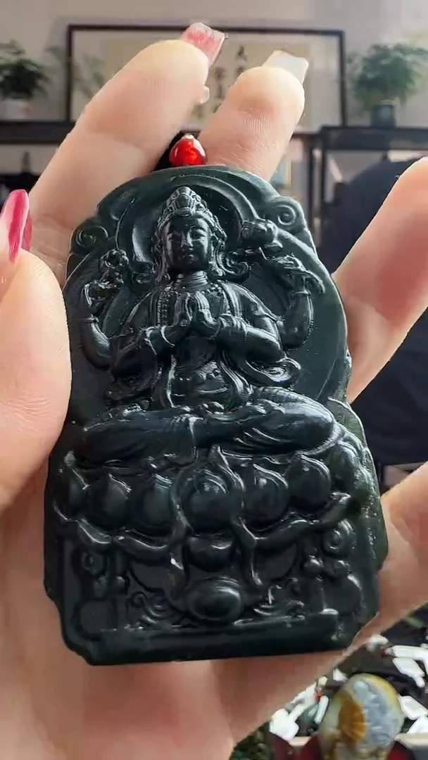 颈饰未镶嵌和田玉观音2