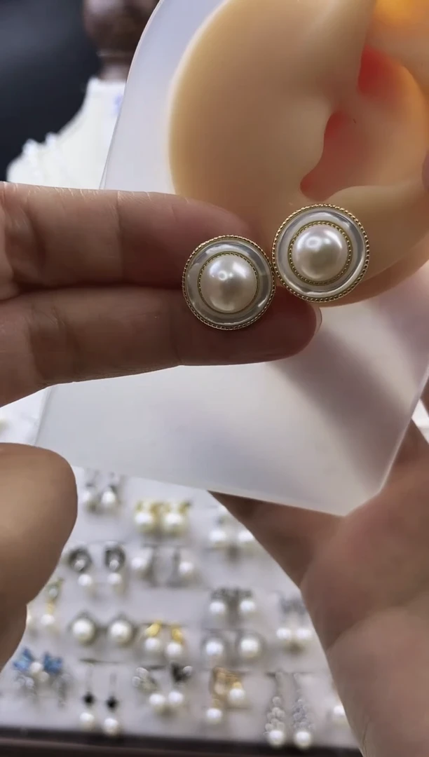 合金耳饰淡水珍珠23