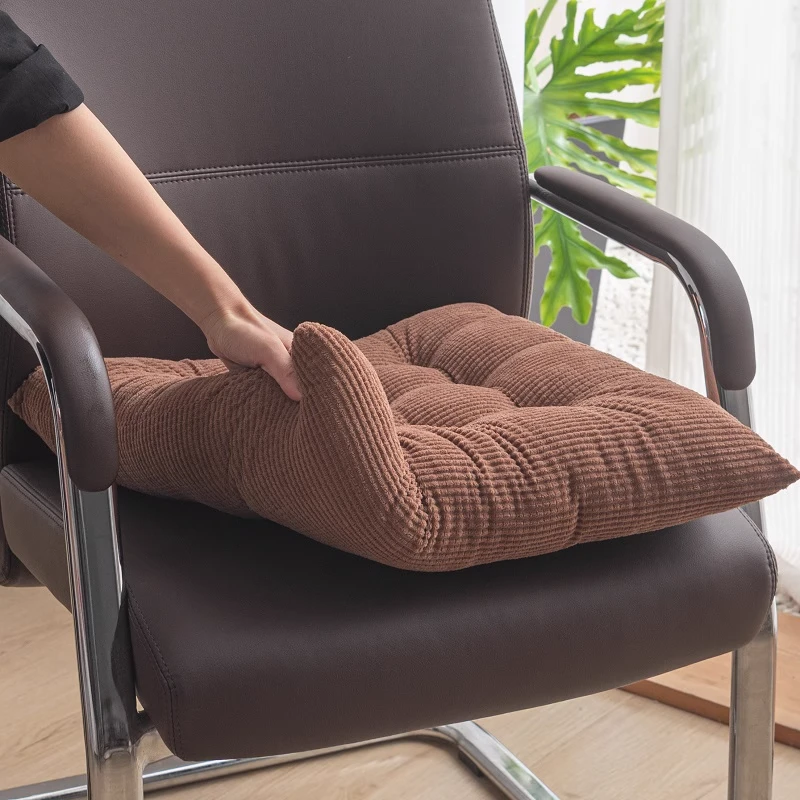 加厚毛绒坐垫系带四季学生教室板凳长方形椅屁股垫软办公室椅垫gh