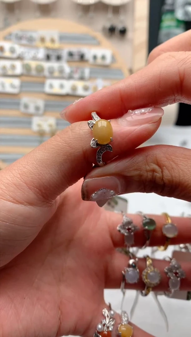 【闪购商品】翡翠戒指银S925镶嵌3号