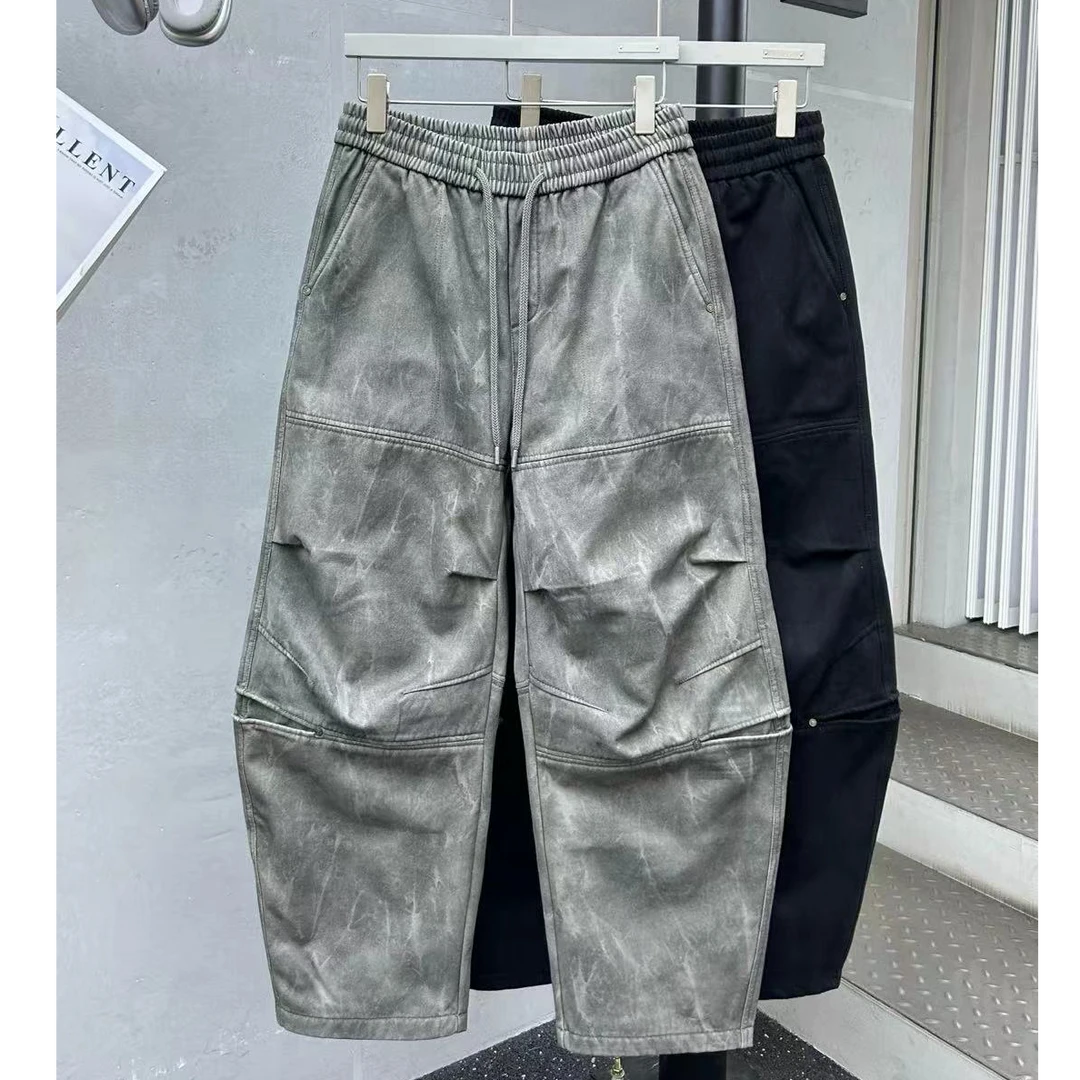 503 素劲2 加绒 潮牌冬季扎染弯刀男女同款牛仔休闲裤 KZA609