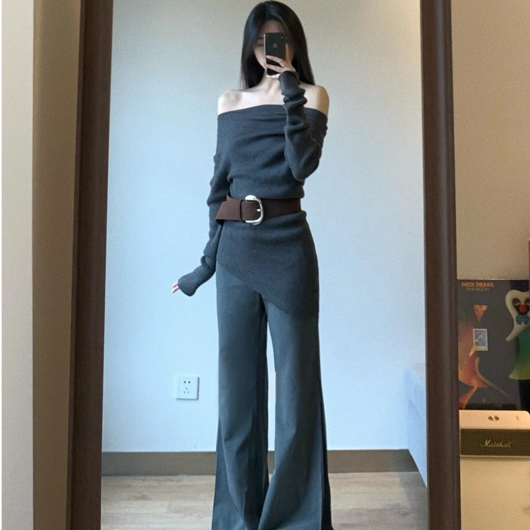 2025年春季新款复古高腰微辣西装裤女百搭显瘦灰色直筒休闲长裤子