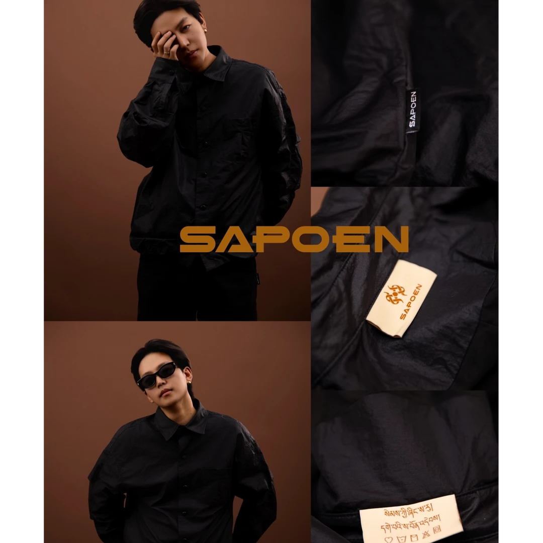 【SAPOEN】春季Cleanfit长袖衬衫休闲春夏上衣藏元素风格翻领外套