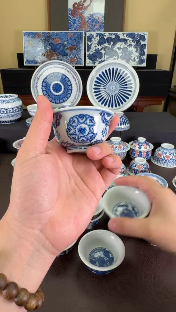 【闪购商品】羿器窑宝相团花小压手杯