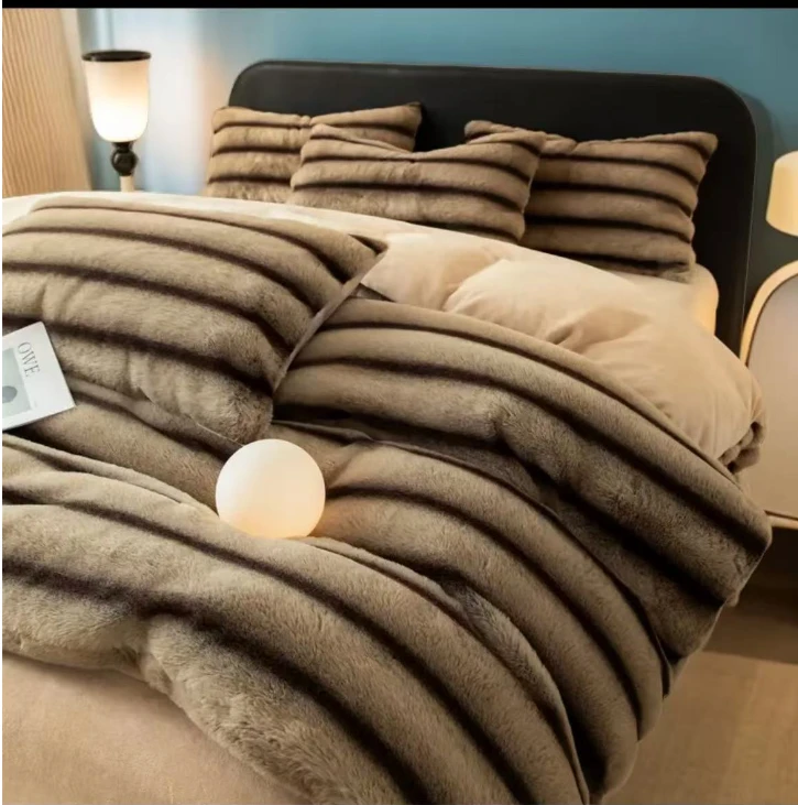 轻奢仿兔兔绒冬季加厚高档牛奶绒四件套双面绒四件套Q-SL