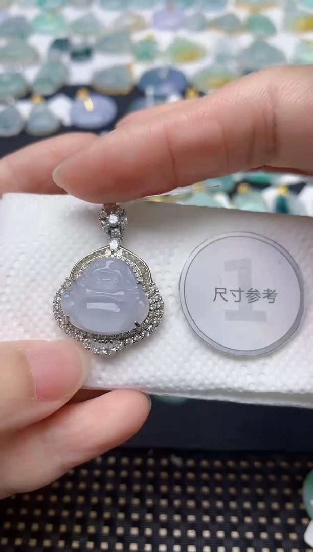 颈饰银S925镶嵌翡翠天然缅甸A货翡翠