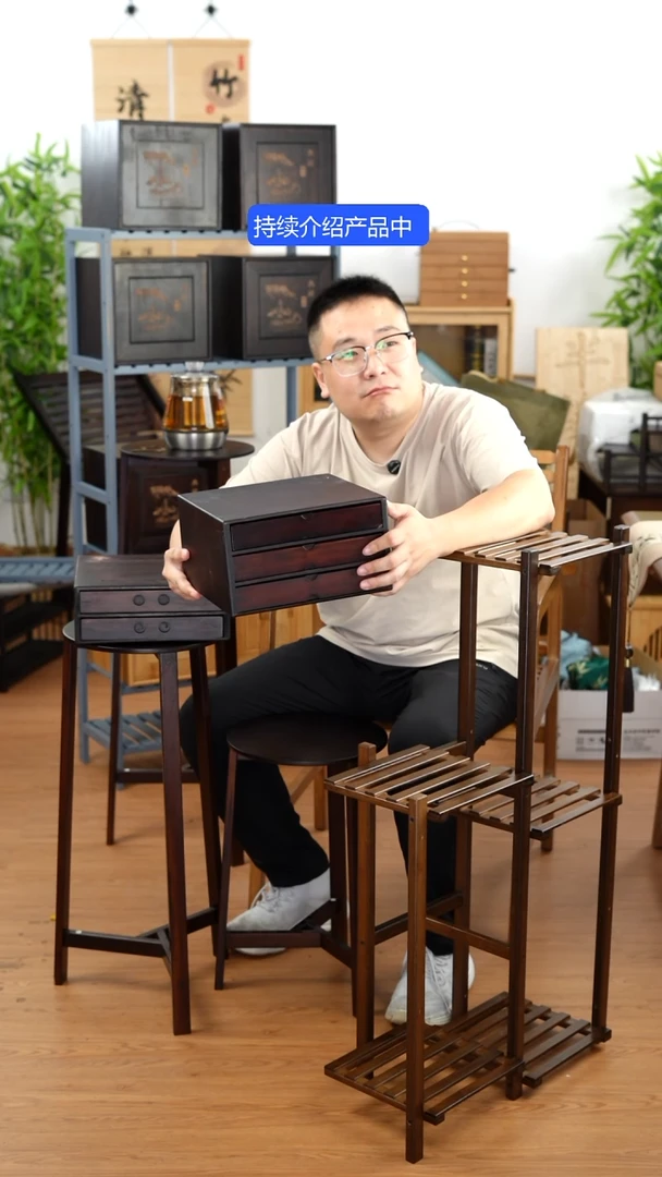 竹楠竹三层茶品盒子