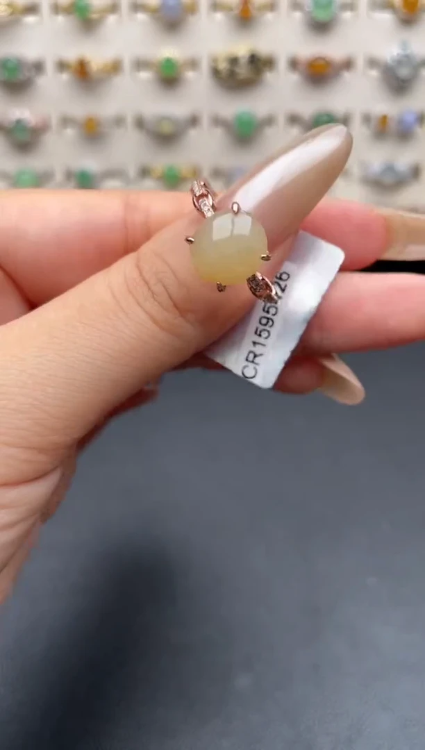 银S925镶嵌戒指翡翠一物一证一礼盒
