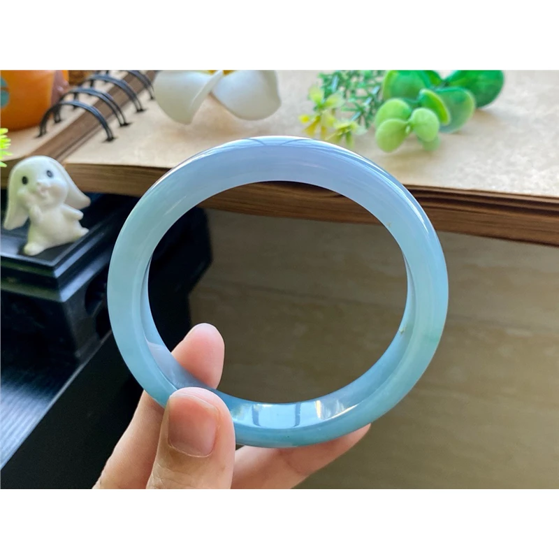 天然翡翠手镯521批3499号58.9-11.7-7.8 渐变冰蓝紫天然翡翠手镯