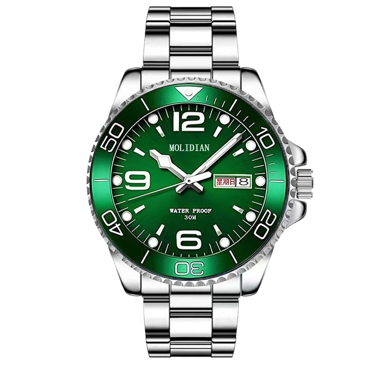11正品摩丽典品牌全自动M27绿鬼王钢带全自动男士手表防水夜光