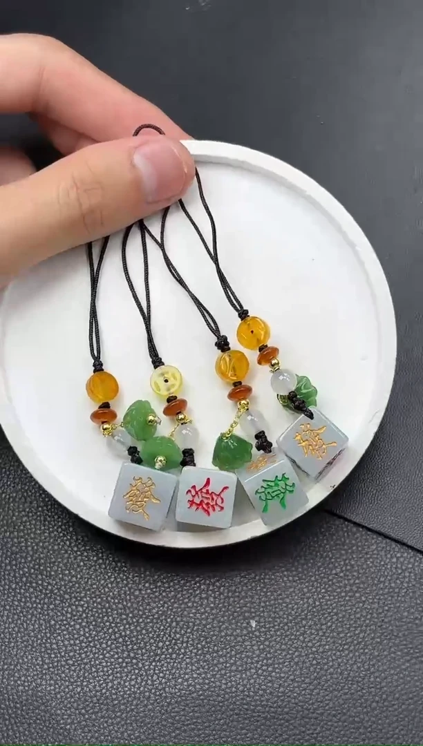 颈饰未镶嵌翡翠YM678六面发手机绳